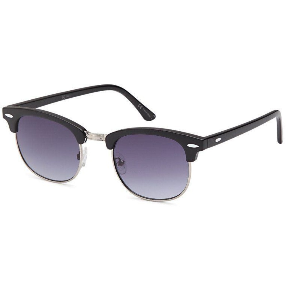 Owl Eyewear Black Silver Clubmaster Sunglasses Purple Gradient Lens UV400 8851
